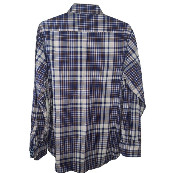 Tailorbyrd Collection Dress Shirt Large Blue Brown Plaid Mens Career Long Sleeve - Picture 6 of 15